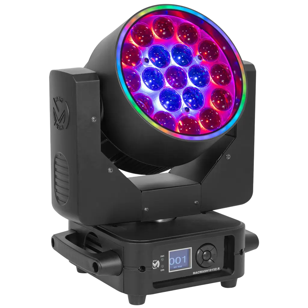 Lyre Wash LED RGBW 19 × 15 W avec zoom motorisé – Mac Mah