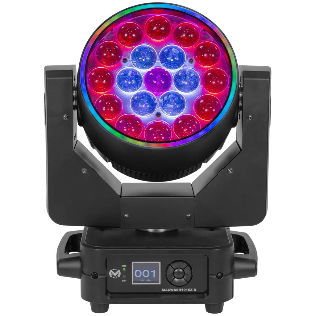 Lyre Wash LED RGBW 19 × 15 W avec zoom motorisé – Mac Mah