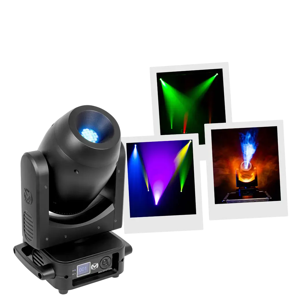 Lyre Spot LED 200 W avec gobos, prisme 6 facettes et focus motorisé – Mac Mah