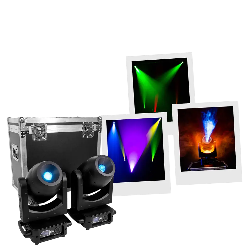 Pack de 2 lyres Spot LED 200 W avec flight case – Mac Mah