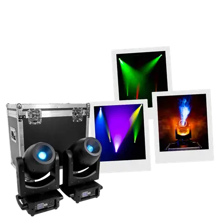 Pack de 2 lyres Spot LED 200 W avec flight case – Mac Mah