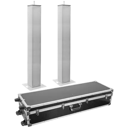 Pack de 2 totems extensibles 106 à 195 cm avec lycras blancs et flight case – Plugger