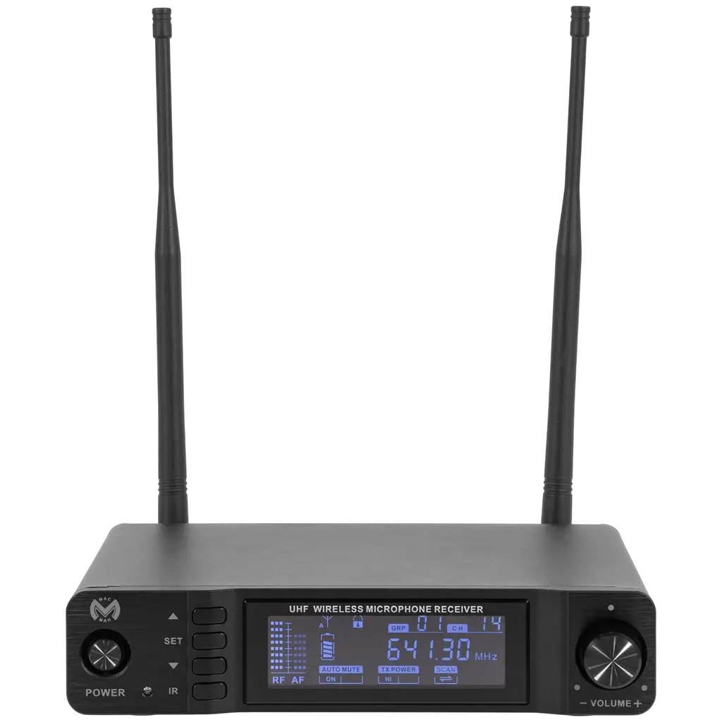 Micro sans fil UHF cardioïde True Diversity avec récepteur – Mac Mah