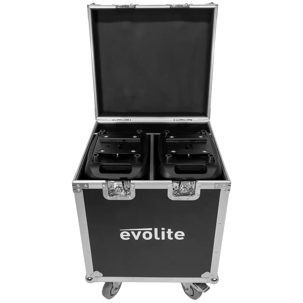 Pack de 2 lyres Spot LED 200 W haute luminosité avec flight case – Evolite